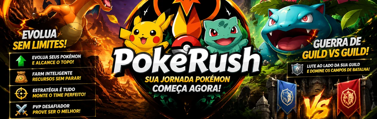 Banner de PokeRush | RMT Liberado | Shiny | Torneio | PvP