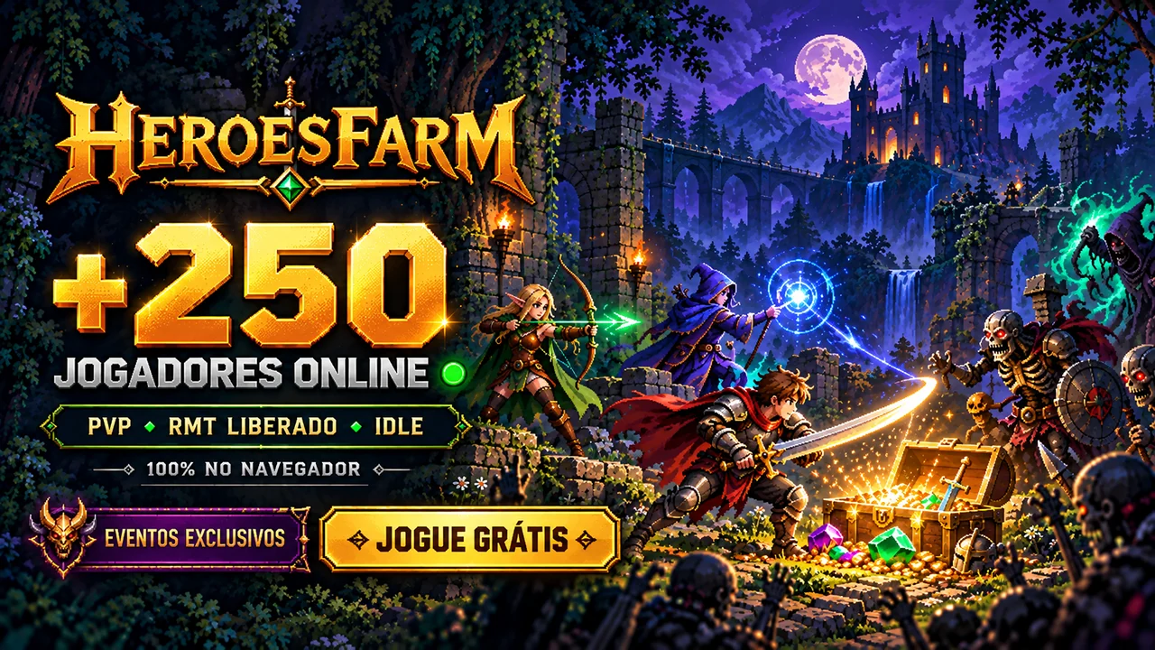 Banner de HeroesFarm | RMT Livre | PvP | Classes | Eventos Diários